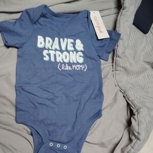 Cat & Jack Blue Bodysuit with Brave & Strong Print